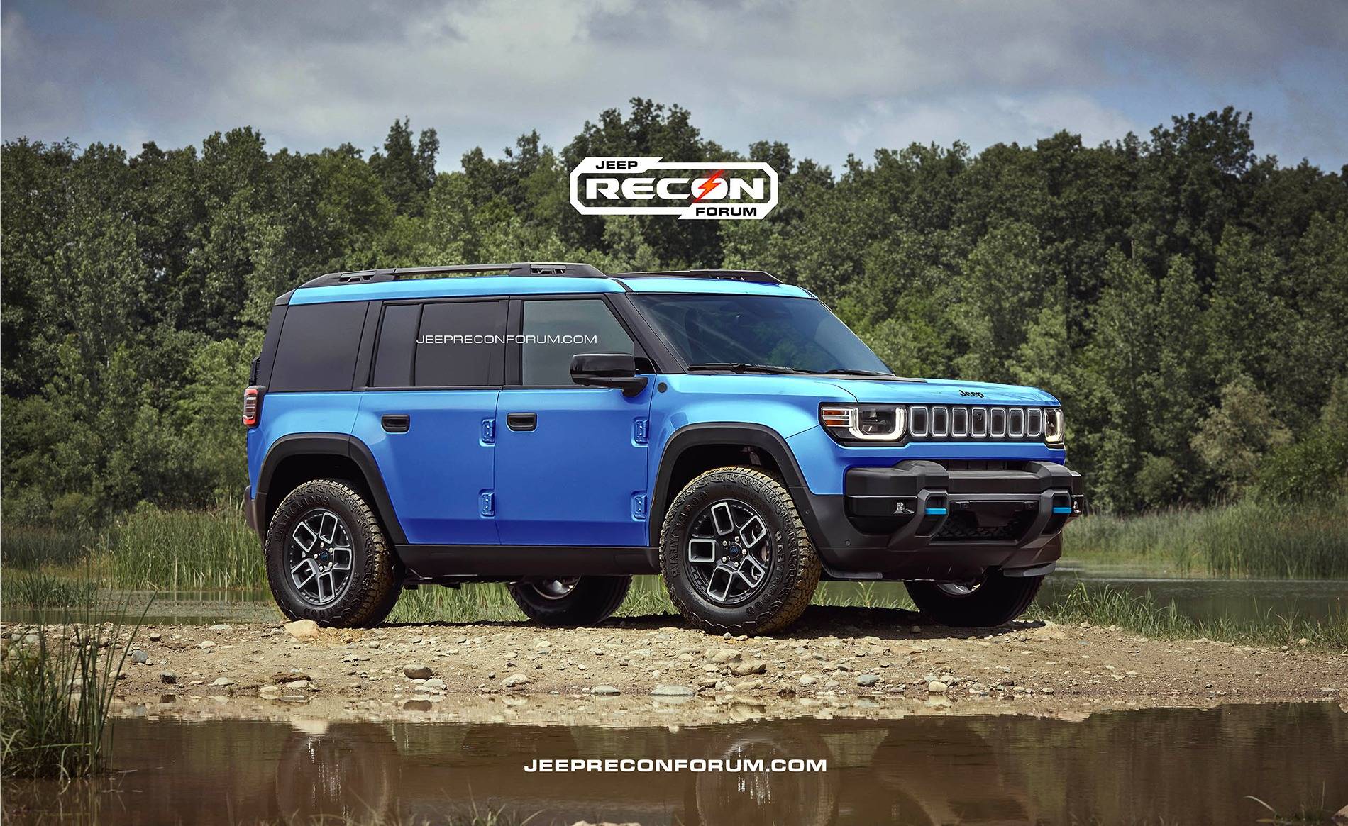 Jeep Recon EV Preview: 2025 Jeep Recon Colors w/ Black & White Roofs Jeep Recon Blue Front 1