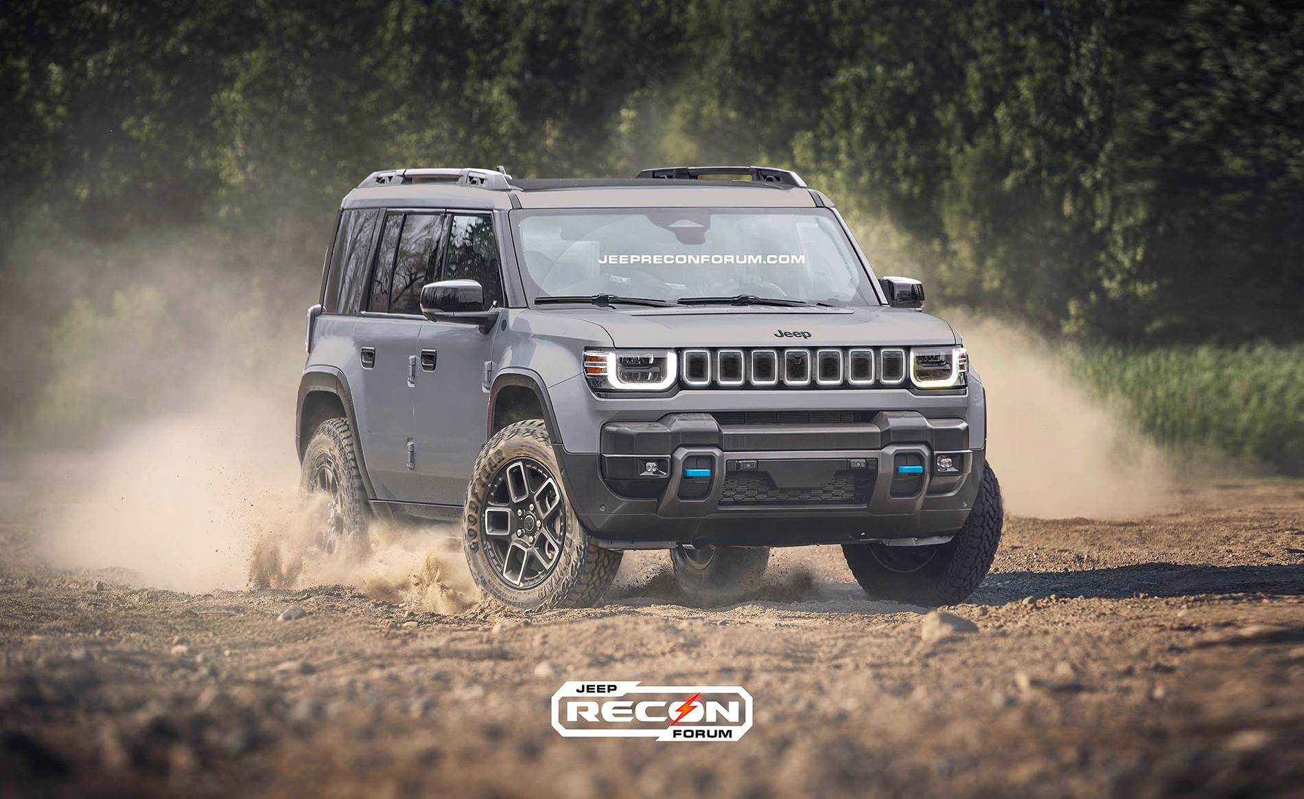 Jeep Recon EV Preview: 2025 Jeep Recon Colors w/ Black & White Roofs Jeep Recon Grey Front 2