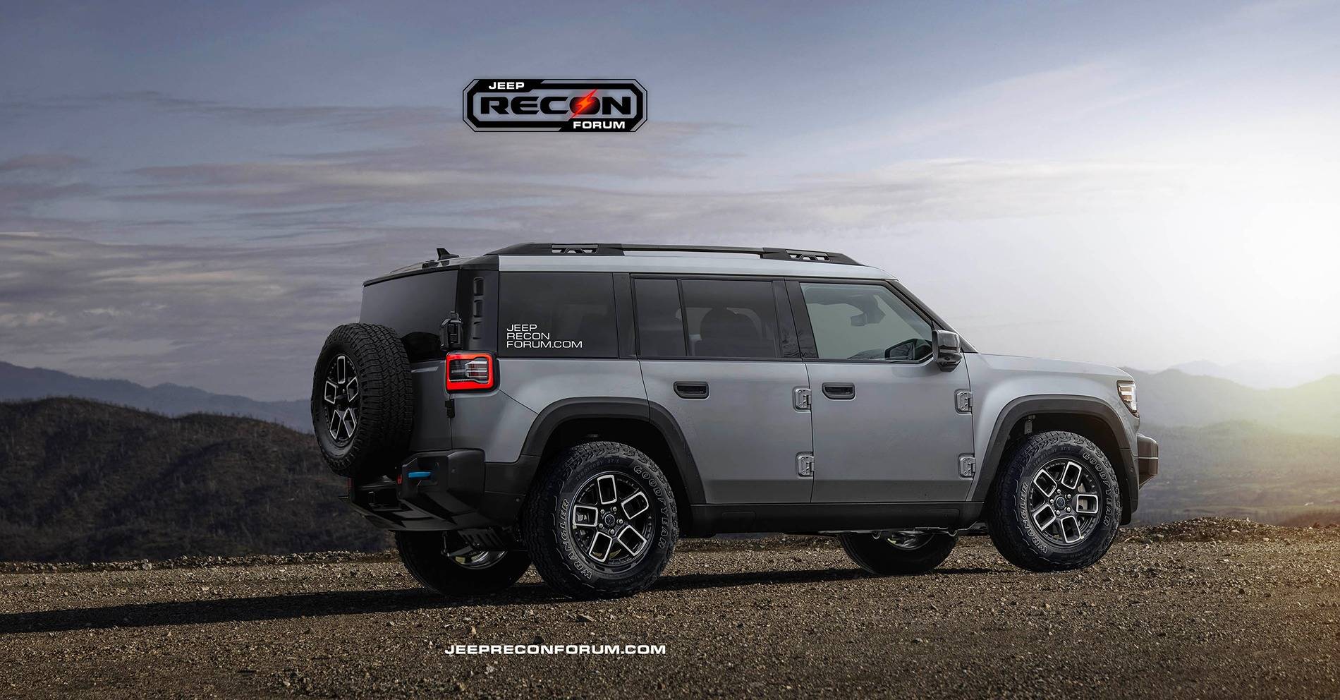 Jeep Recon EV Preview: 2025 Jeep Recon Colors w/ Black & White Roofs Jeep Recon Grey Rear 1