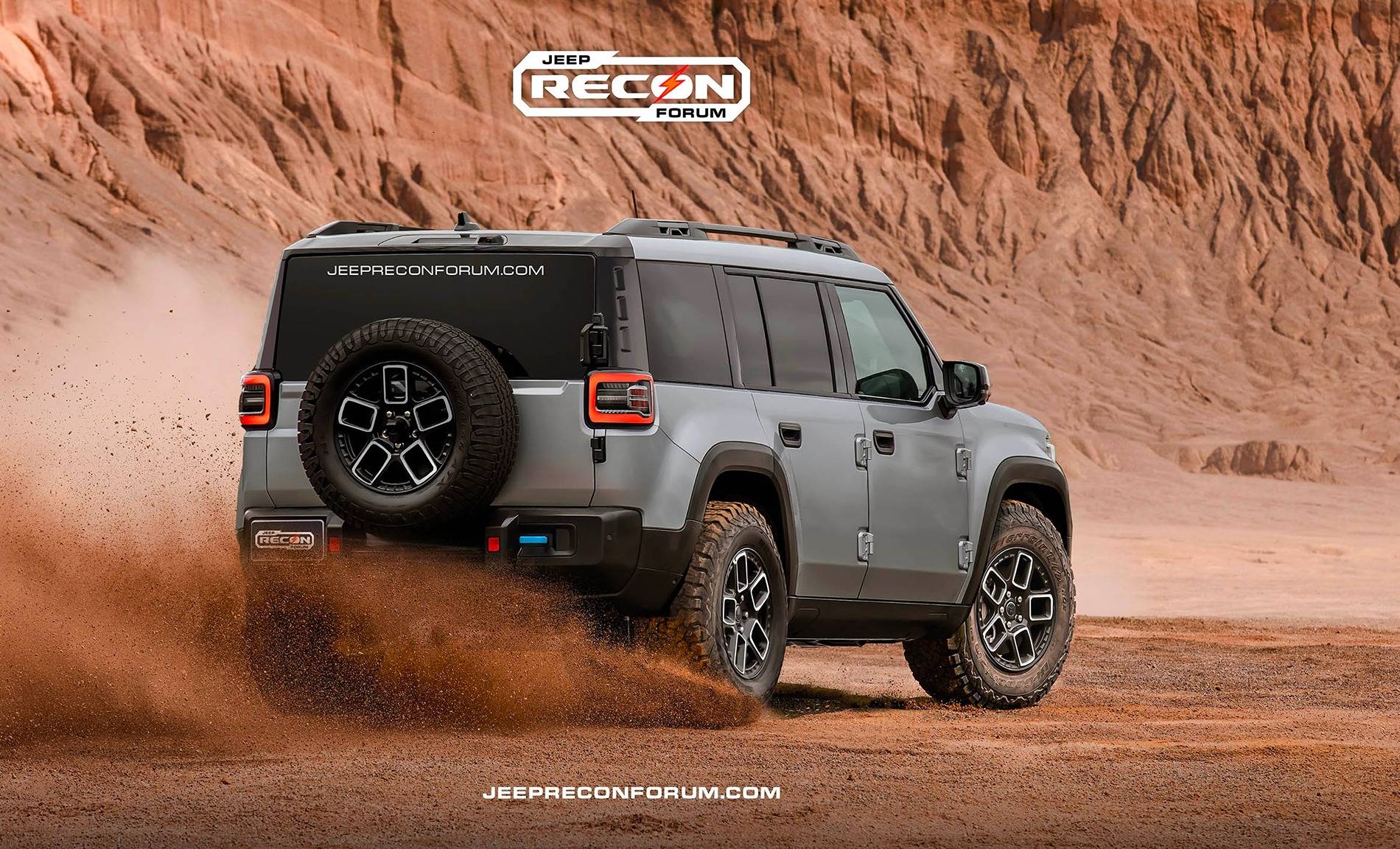 Jeep Recon EV Preview: 2025 Jeep Recon Colors w/ Black & White Roofs Jeep Recon Grey Rear 2