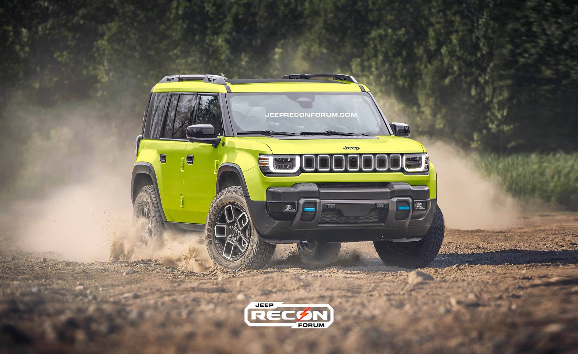 Jeep Recon EV Preview: 2025 Jeep Recon Colors w/ Black & White Roofs Jeep Recon Lime Front 2 