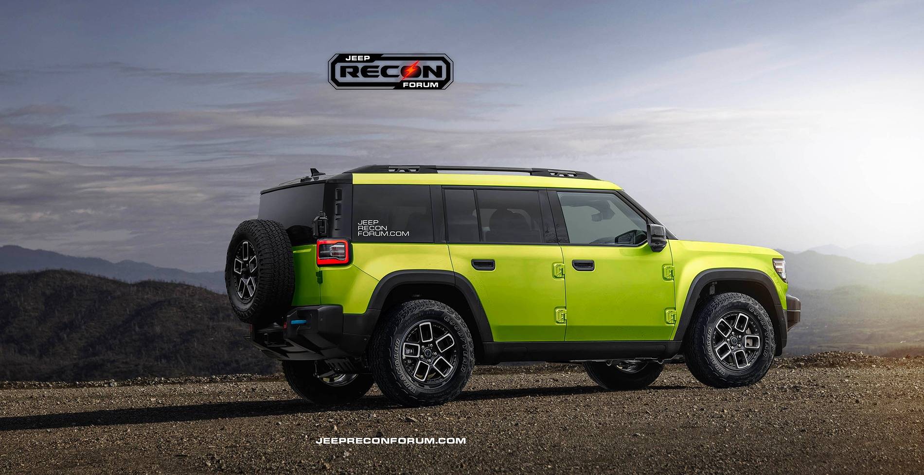 Jeep Recon EV Preview: 2025 Jeep Recon Colors w/ Black & White Roofs Jeep Recon Lime Rear 1 