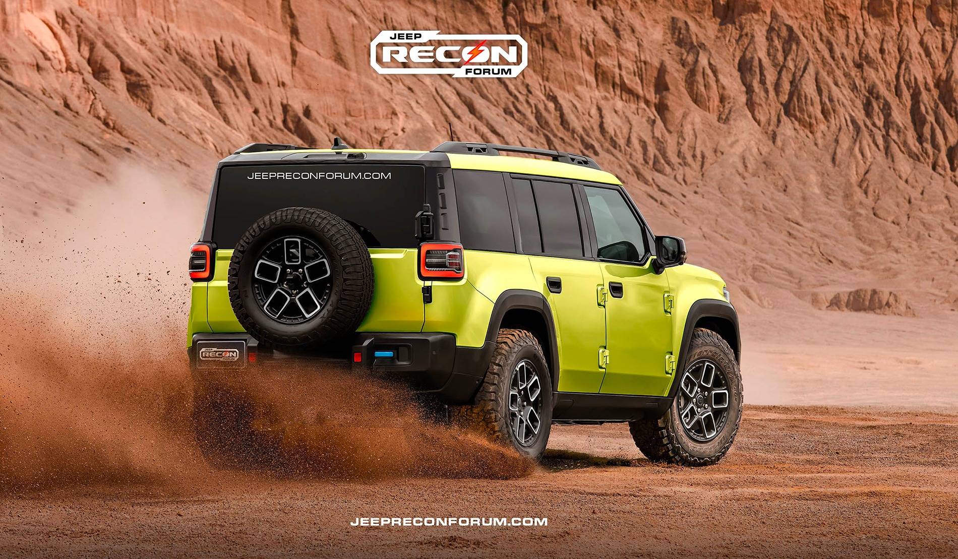 Jeep Recon EV Preview: 2025 Jeep Recon Colors w/ Black & White Roofs Jeep Recon Lime Rear 2