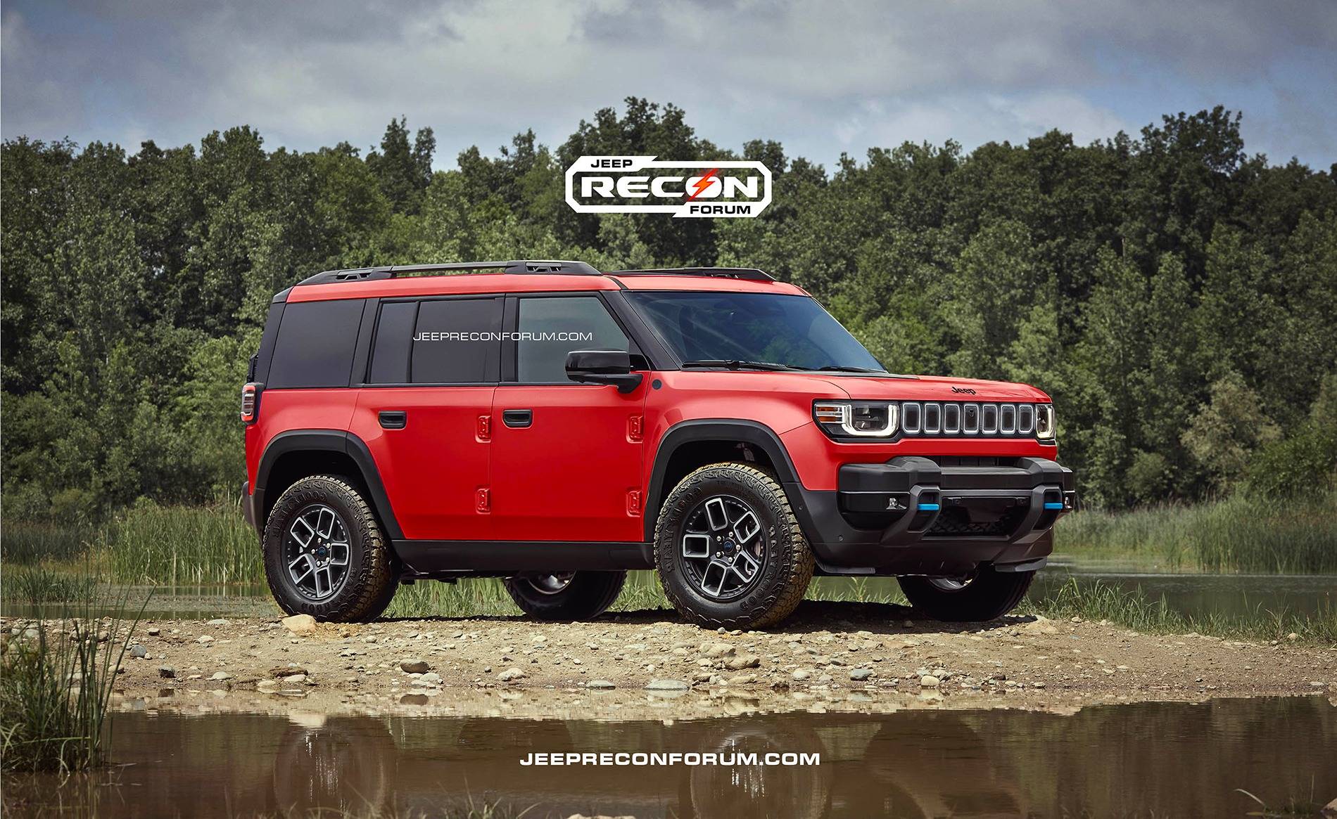 Jeep Recon EV Preview: 2025 Jeep Recon Colors w/ Black & White Roofs Jeep Recon Red Front 1