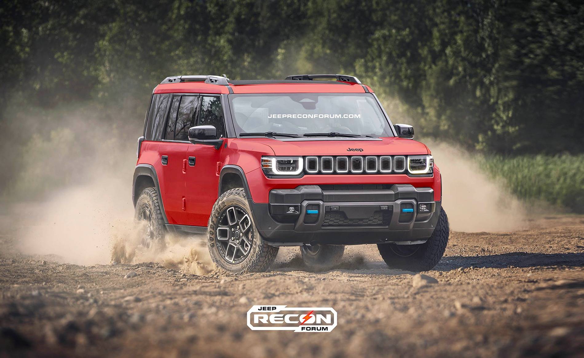 Jeep Recon EV Preview: 2025 Jeep Recon Colors w/ Black & White Roofs Jeep Recon Red Front 2 