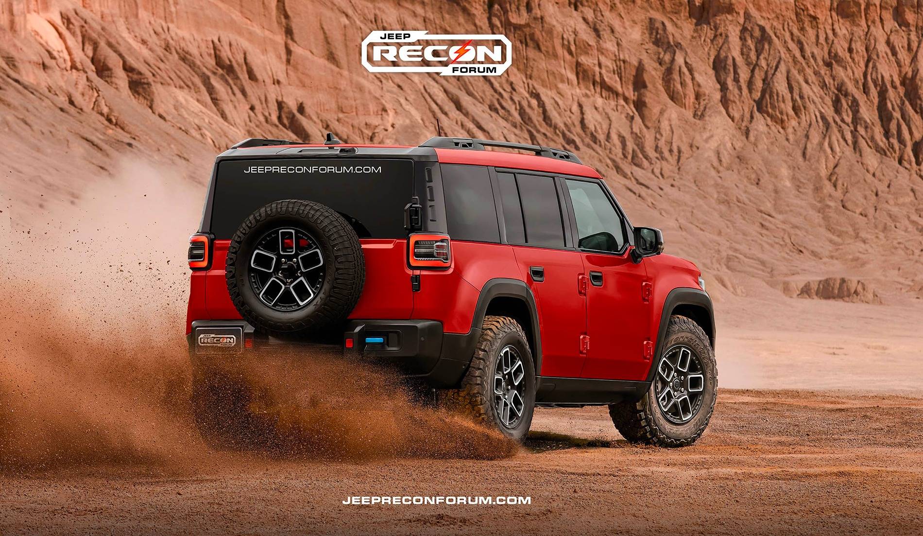 Jeep Recon EV Preview: 2025 Jeep Recon Colors w/ Black & White Roofs Jeep Recon Red Rear 2 