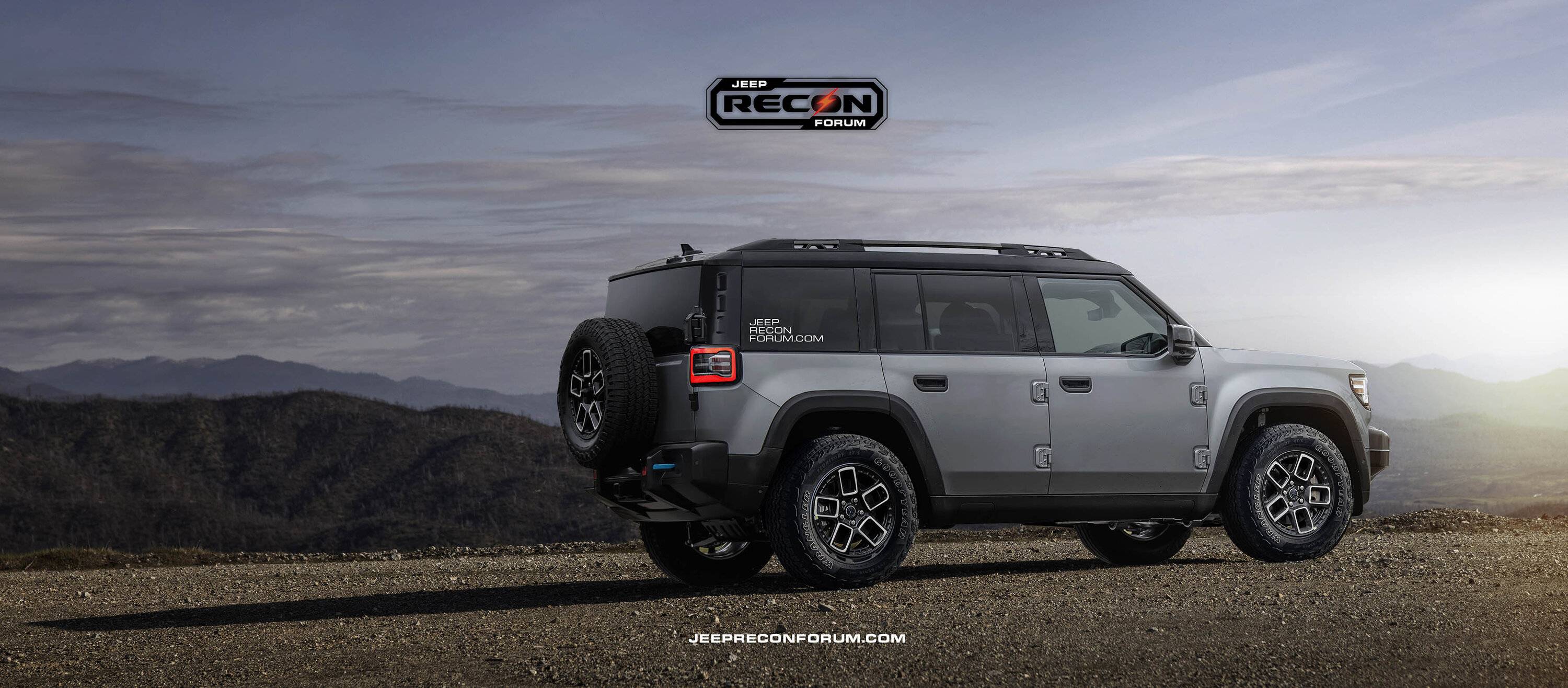 Jeep Recon EV Preview: 2025 Jeep Recon Colors w/ Black & White Roofs Jeep Recon Roof Grey Rear 1