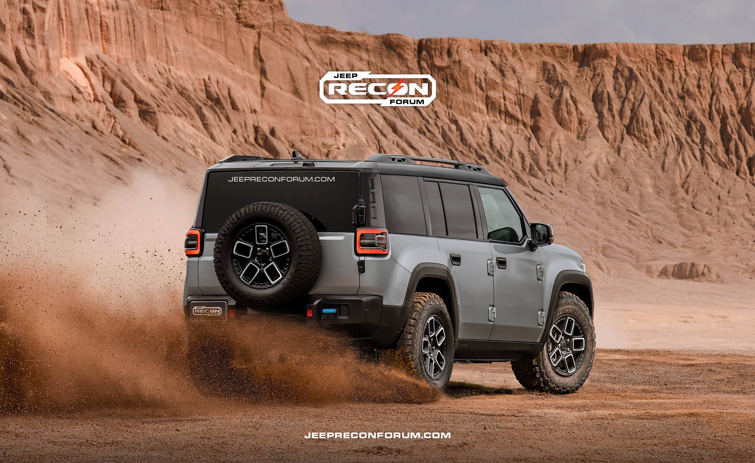 Jeep Recon EV Preview: 2025 Jeep Recon Colors w/ Black & White Roofs Jeep Recon Roof Grey Rear 2