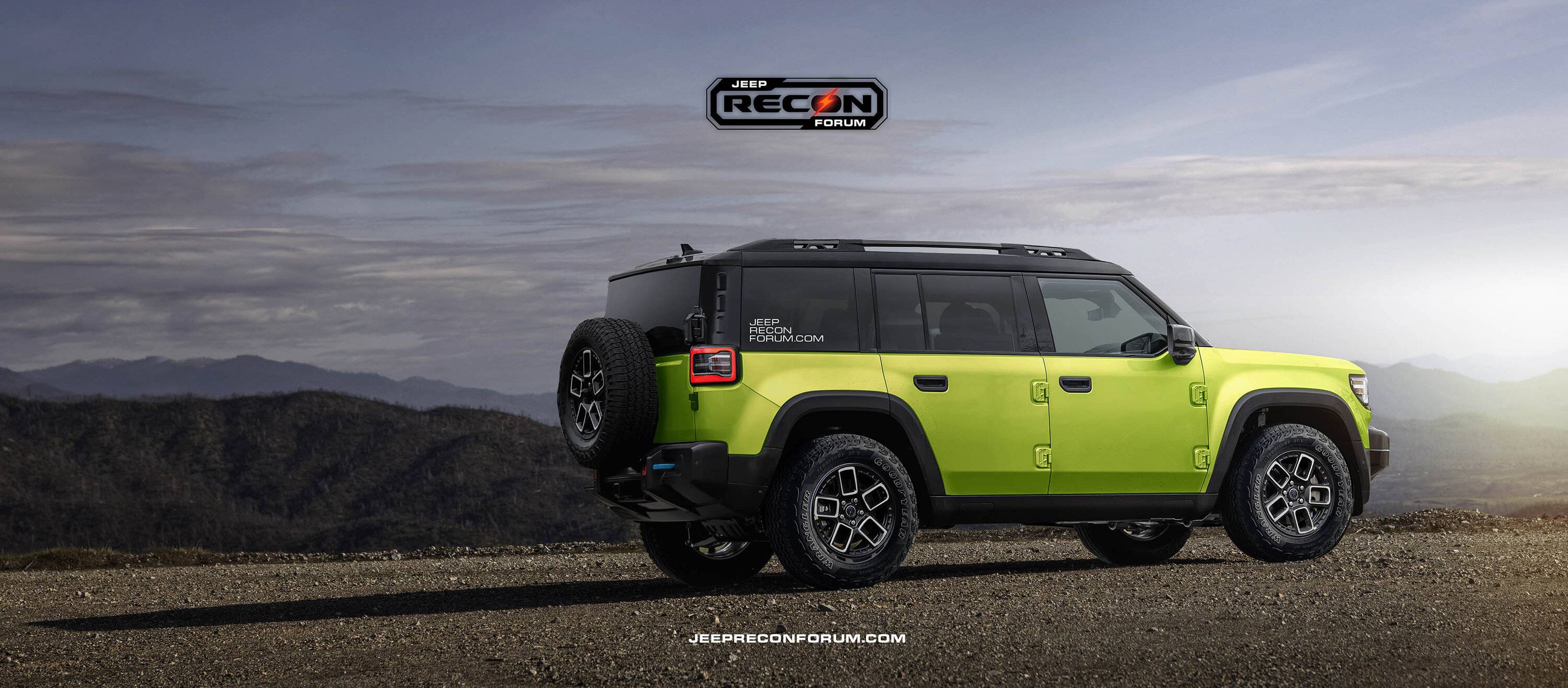 Jeep Recon EV Preview: 2025 Jeep Recon Colors w/ Black & White Roofs Jeep Recon Roof Lime Rear 1 