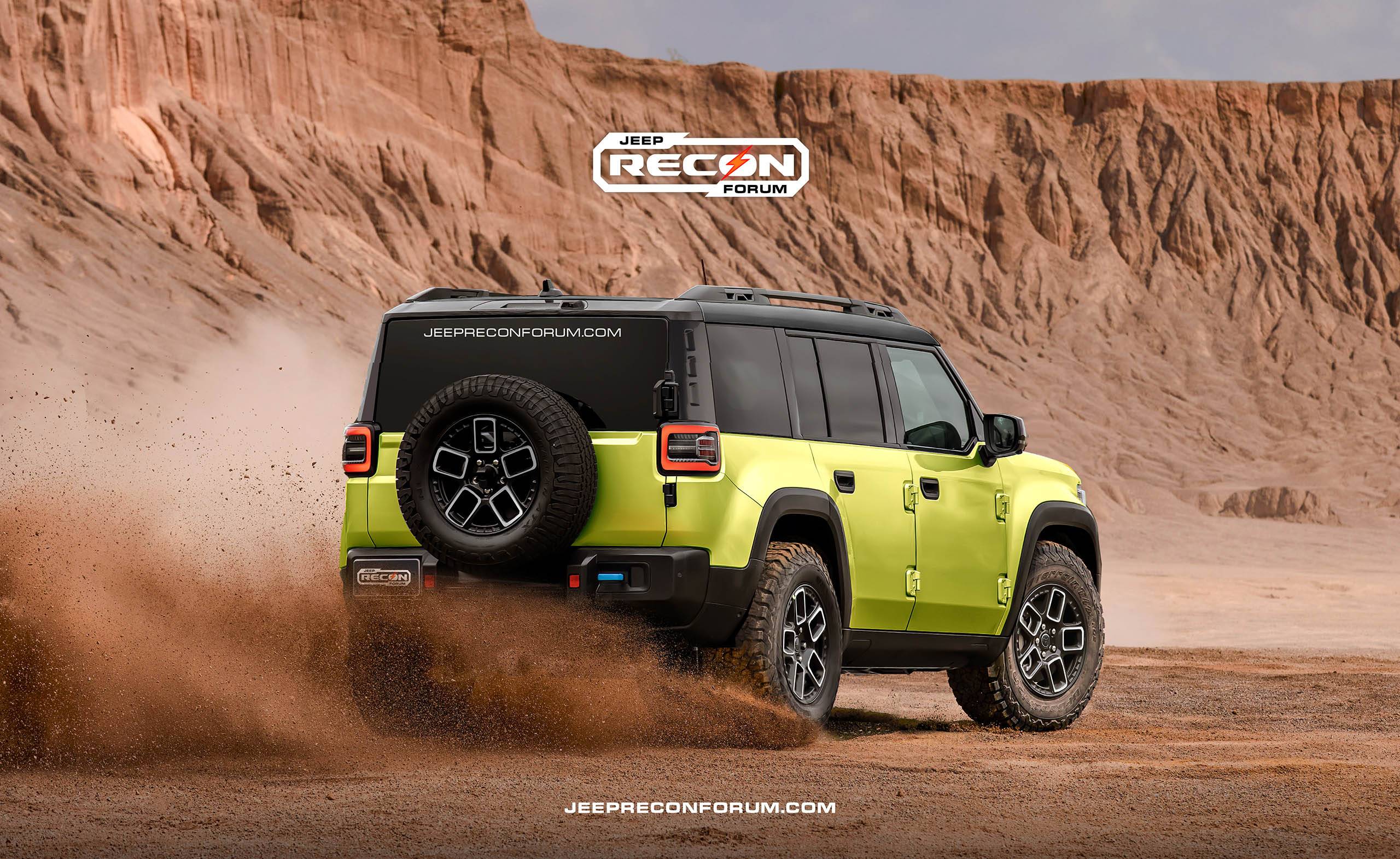 Jeep Recon EV Preview: 2025 Jeep Recon Colors w/ Black & White Roofs Jeep Recon Roof Lime Rear 2