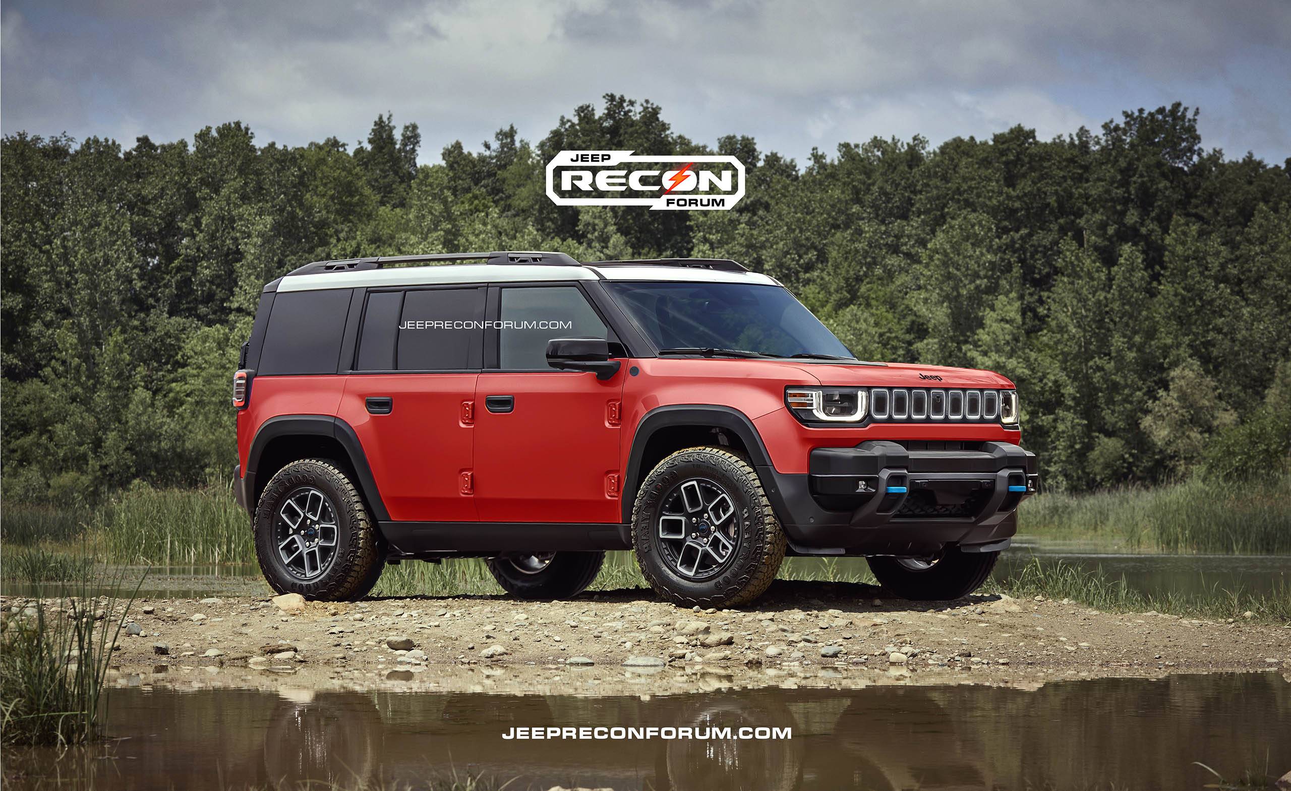 Jeep Recon EV Preview: 2025 Jeep Recon Colors w/ Black & White Roofs Jeep Recon Roof Red Front 1