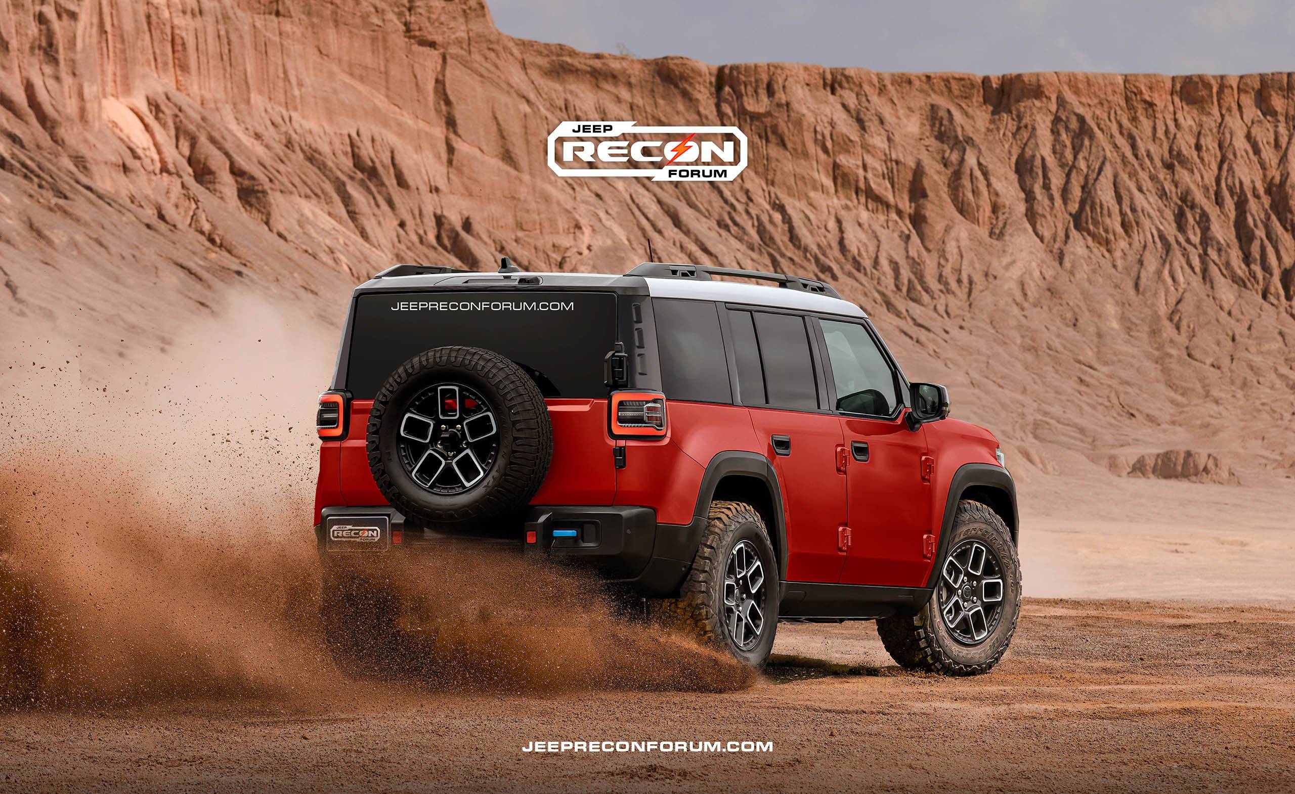 Jeep Recon EV Preview: 2025 Jeep Recon Colors w/ Black & White Roofs Jeep Recon Roof Red Rear 2 