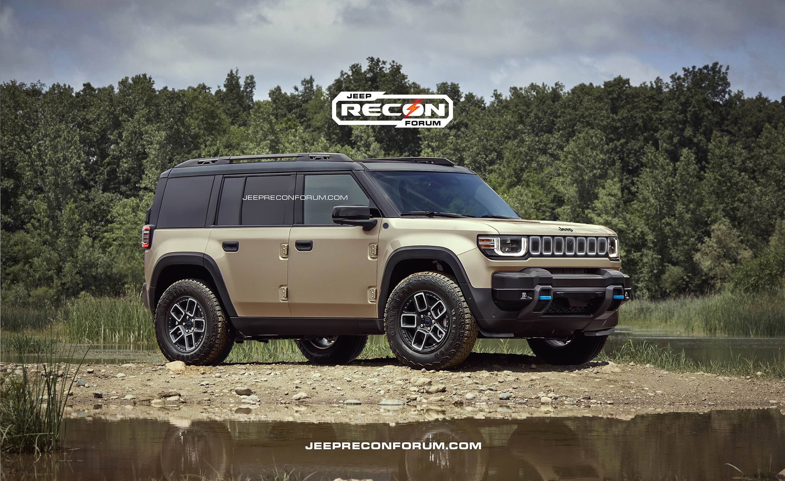 Jeep Recon EV Preview: 2025 Jeep Recon Colors w/ Black & White Roofs Jeep Recon Roof Sand Front 1 