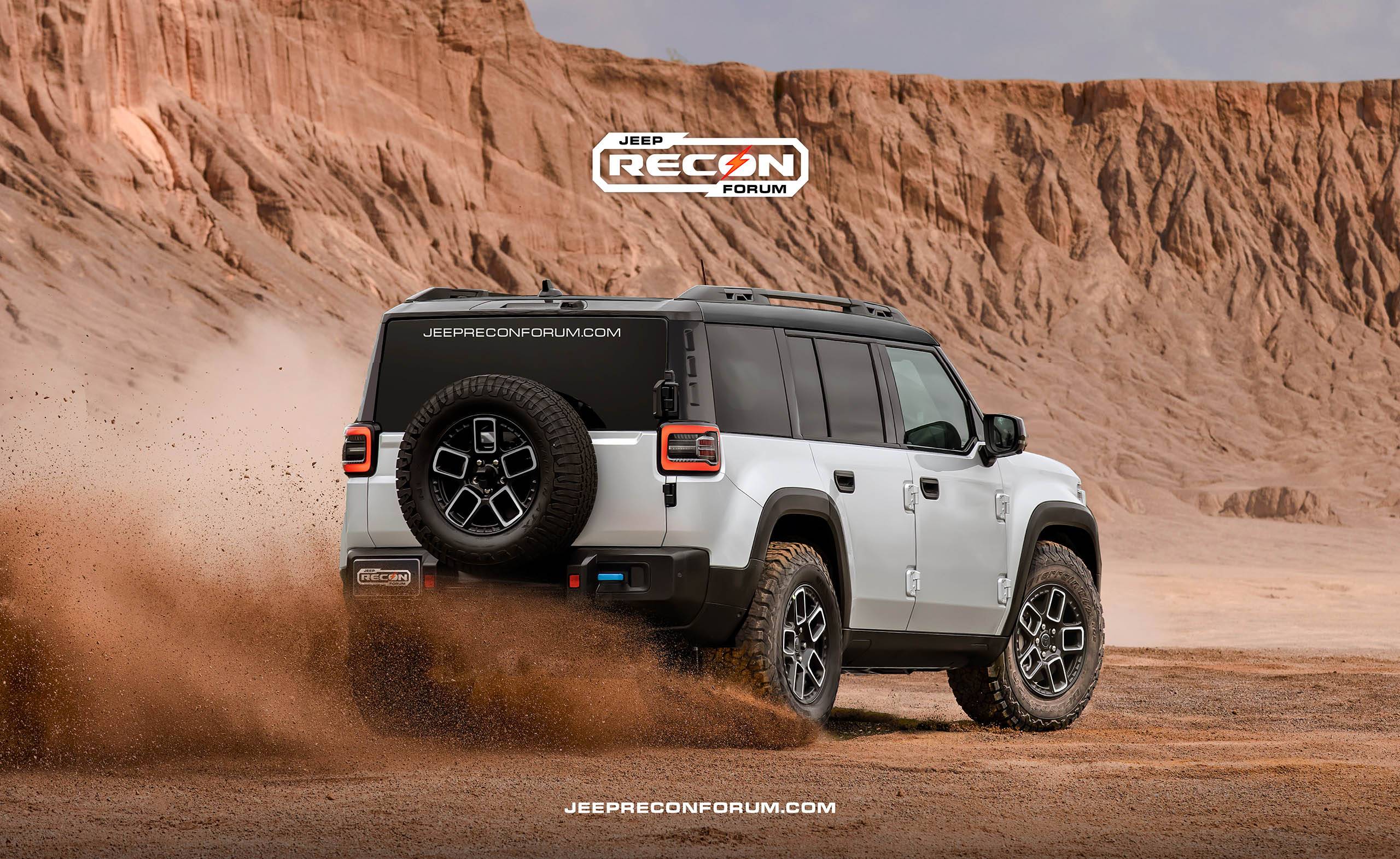 Jeep Recon EV Preview: 2025 Jeep Recon Colors w/ Black & White Roofs Jeep Recon Roof White Rear 2 