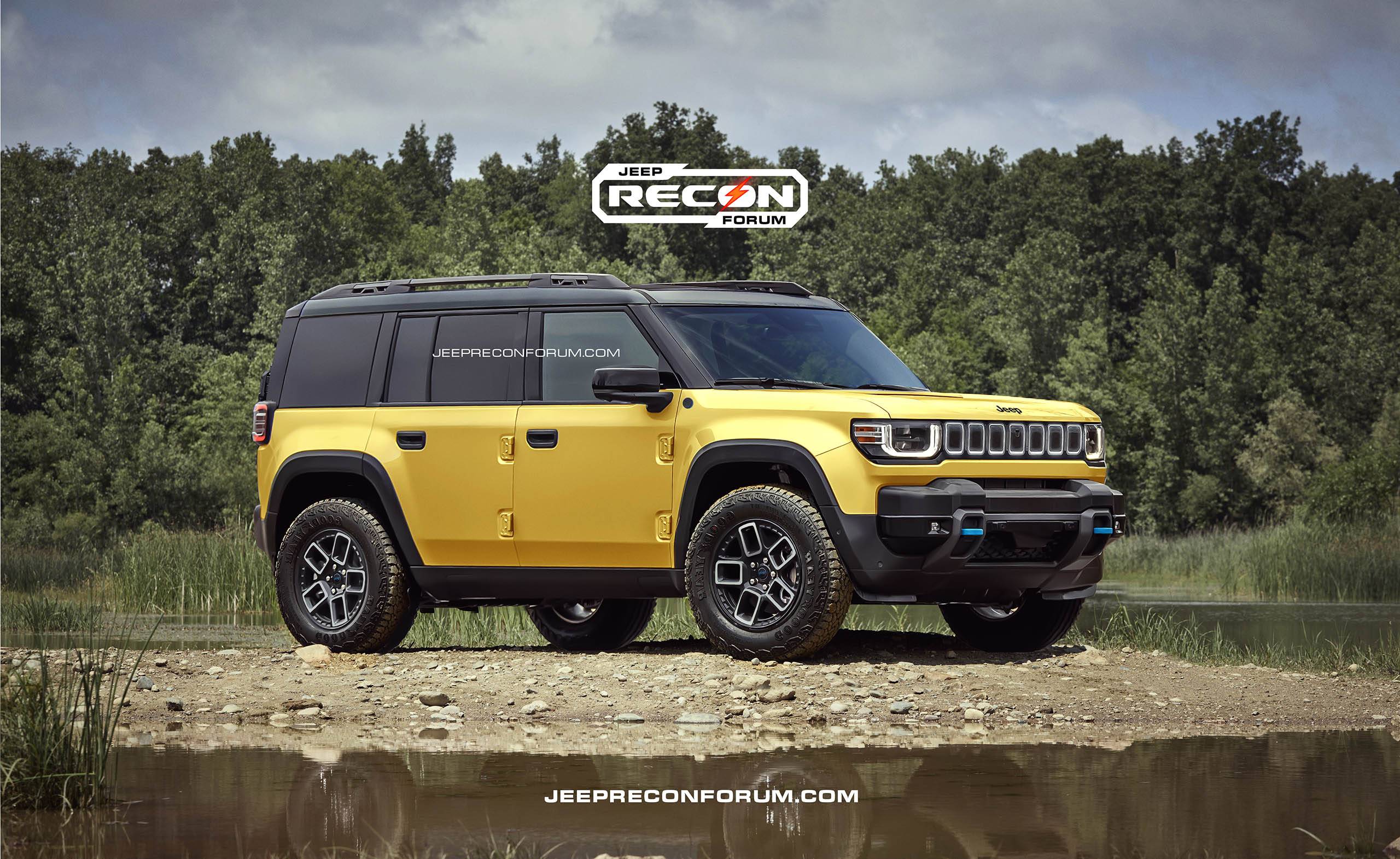 Jeep Recon EV Preview: 2025 Jeep Recon Colors w/ Black & White Roofs Jeep Recon Roof Yellow Front 1 