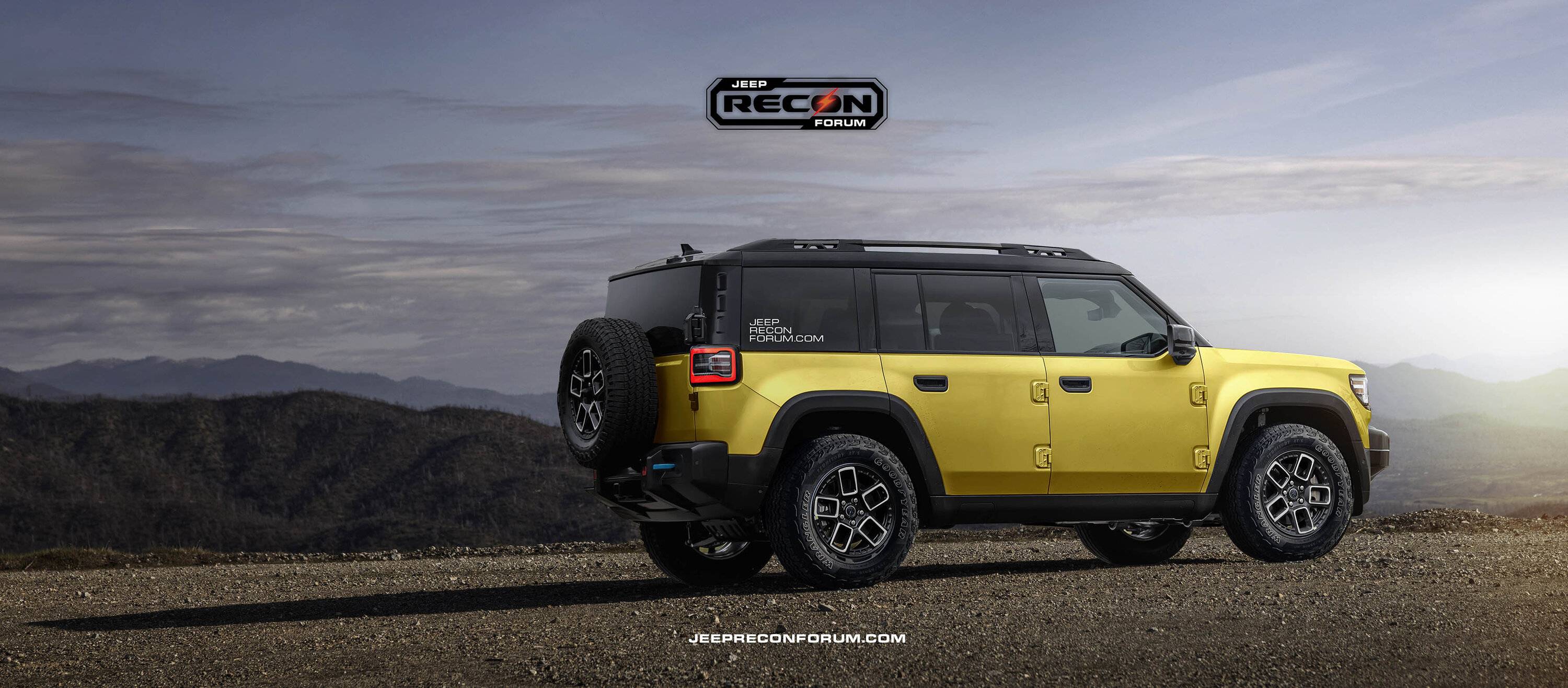 Jeep Recon EV Preview: 2025 Jeep Recon Colors w/ Black & White Roofs Jeep Recon Roof Yellow Rear 1