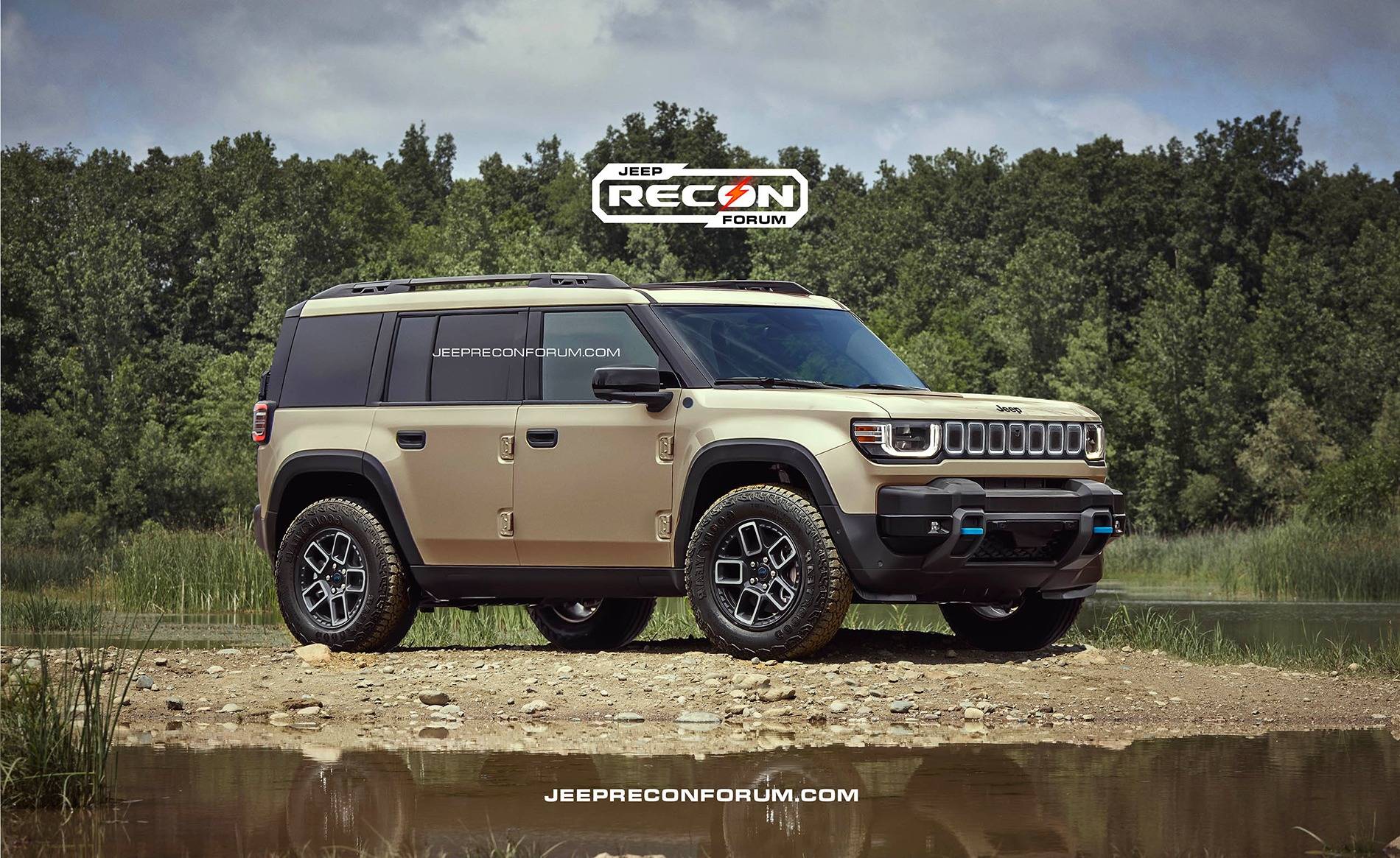 Jeep Recon EV Preview: 2025 Jeep Recon Colors w/ Black & White Roofs Jeep Recon Sand Front 1 