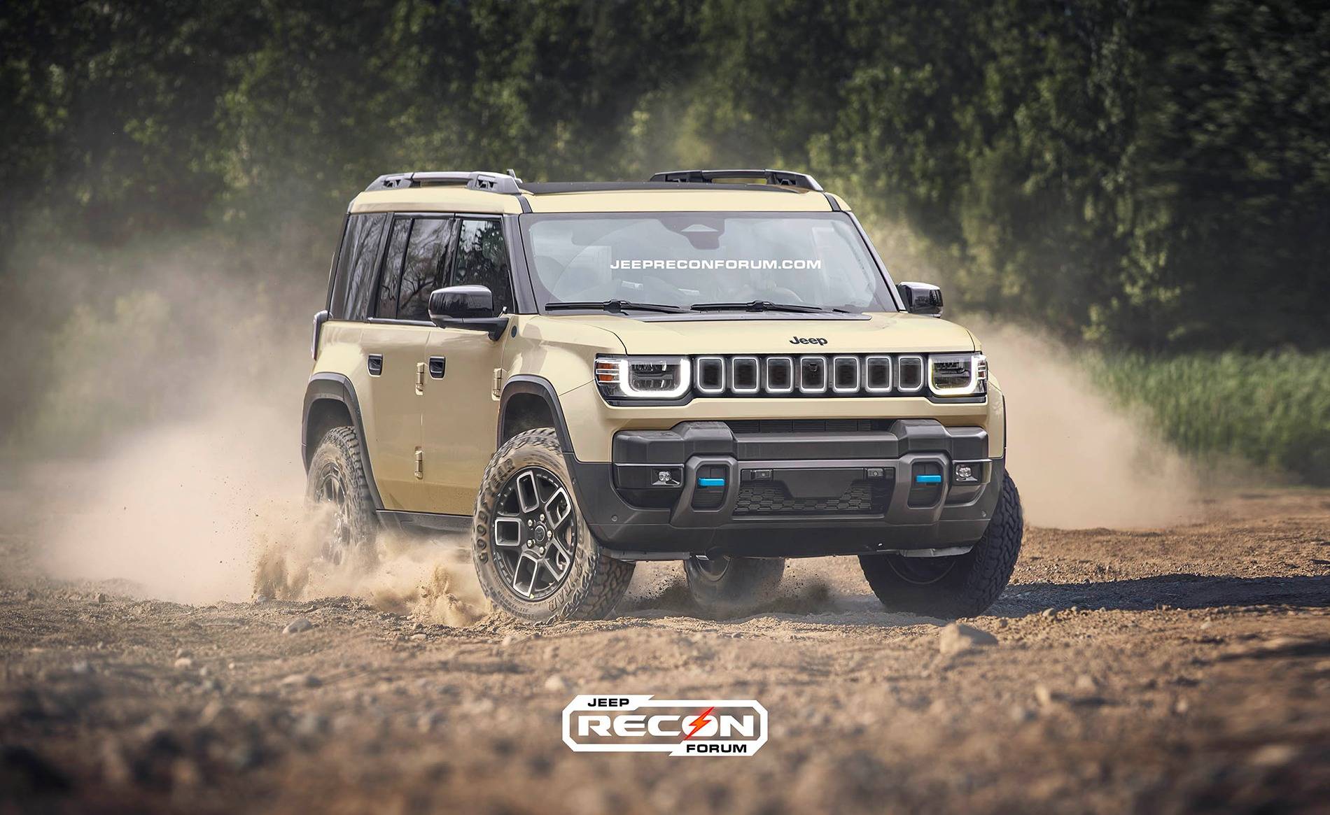 Jeep Recon EV Preview: 2025 Jeep Recon Colors w/ Black & White Roofs Jeep Recon Sand Front 2 