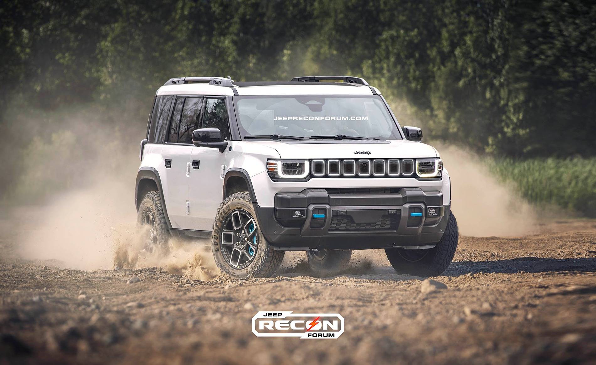 Jeep Recon EV Preview: 2025 Jeep Recon Colors w/ Black & White Roofs Jeep Recon White Front 2