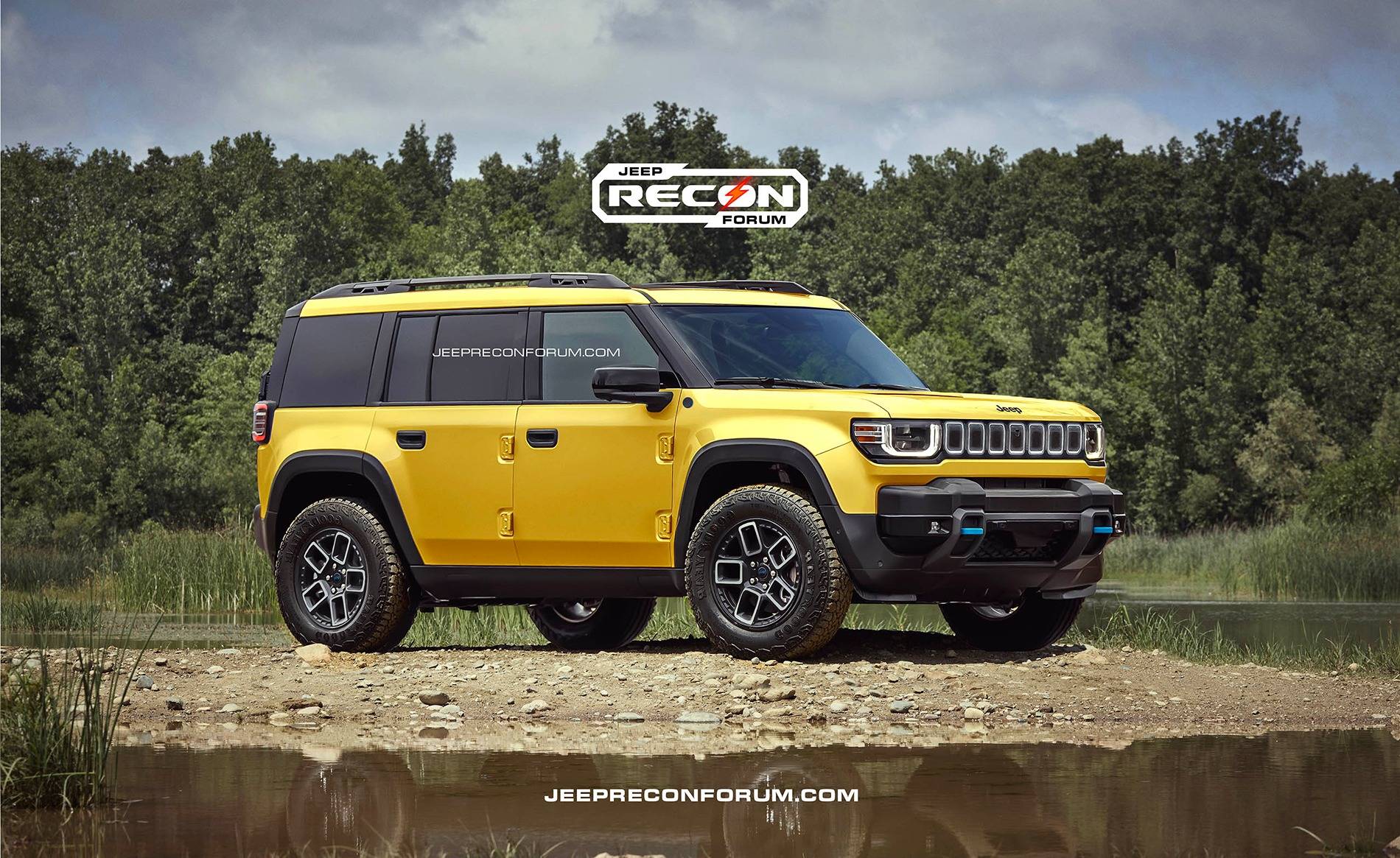 Jeep Recon EV Preview: 2025 Jeep Recon Colors w/ Black & White Roofs Jeep Recon Yellow Front 1 