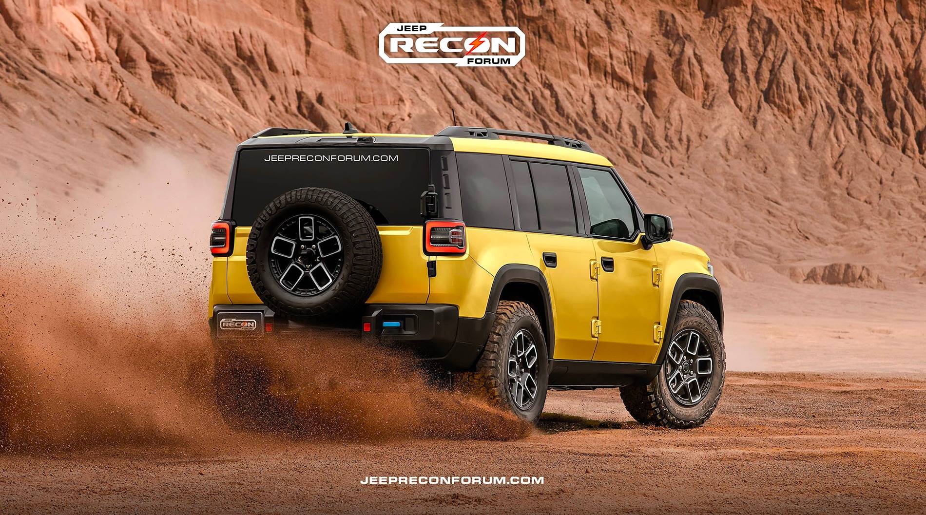 Jeep Recon EV Preview: 2025 Jeep Recon Colors w/ Black & White Roofs Jeep Recon Yellow Rear 2