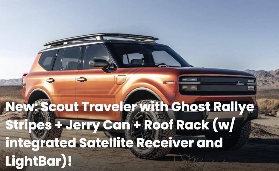 Jeep Recon EV Official: Scout EV Pickup & SUV debut w/ Gas Range Extender, 4x4, BOF, Lockers, Sway Bar Disconnect -- All Specs, Wallpapers, Video v-ghost-rallye-stripes-jerry-can-roof-rack-jpg-